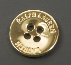 Ralph Lauren gold color metal smooth edge logo Replacement main button .80&quot; - £4.27 GBP