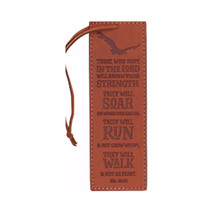 Christian Art Gifts On Wings Like Eagles Pagemarker Luxleather Bookmark Tan - $21.55