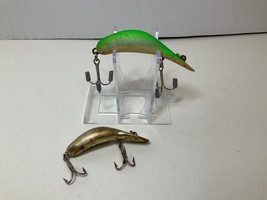(2) Vintage Used Heddon Gold Tadpolly &amp; Green Magnum Tadpolly Fishing Lure - £14.24 GBP