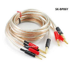 6Ft 14Awg Pair-Wire Banana Plug To 2-Pin Banana Plug Speaker Cable Set - £46.54 GBP