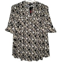 NWT Cocomo Plus Size Black &amp; Beige Multi-Color Pintuck 3/4 Sleeve Blouse... - £27.53 GBP