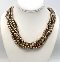 Avon SHB Shofel Bros Layered Multi Strand Taupe Faux Pearl Necklace - £17.38 GBP