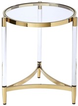 Side Table Contemporary Highly-Polished Gold Clear Polished Tempered Glass - £749.78 GBP