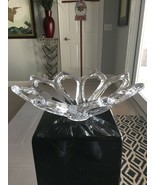 French Modernist Hand Blown Reticulated Crystal Centerpiece Bowl 1950s L... - $320.95 CAD