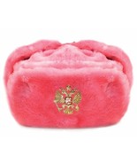 Authentic Russian Ushanka Pink Hat w/ Soviet Imperial Eagle Emblem - £25.87 GBP