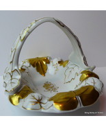 Von Schierholz German White and Gold basket antique porcelain gold gilt ... - $86.08