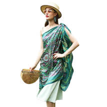 Anyyou 100% Mulberry Silk Blue Long Scarf Luxury Brand Women Beach Shawl Wear Sw - £71.52 GBP