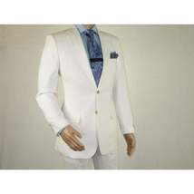 Mens Summer Linen Suit Apollo King Half Lined 2 Button European LN6 White Party image 6