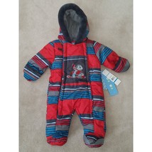 NWT Wippette Snow Suit Hooded Footie Fleece Lined Baby 3-6 Months Red Monkey - £19.85 GBP