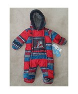 NWT Wippette Snow Suit Hooded Footie Fleece Lined Baby 3-6 Months Red Mo... - £19.83 GBP