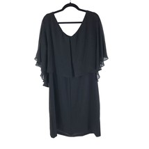 Connected Apparel Womens Sheath Dress Chiffon Overlay Flowy Black 18W - £15.37 GBP