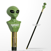 36&quot; Alien Skull Handle Walking Stick Universe UFO Solid Fantasy Cane - £13.21 GBP