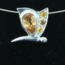 Orange Citrine Yellow Sapphire Butterfly 925 Silver Ladies Pendant Design 70 - £66.98 GBP