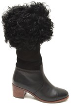 CHANEL Suede Leather Mid-Calf BLACK Boots Fur CC Cap Toe Block Sz 40 201... - $741.00