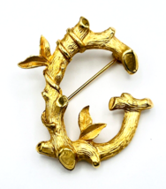 Vintage 60s Gold Tone Sarah Coventry Bamboo Branch Initial G Pin Brooch - £14.08 GBP