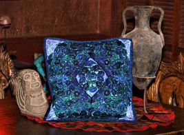 Handcrafted Vivid Blue Guatemalan Embroidered Pillow Cover - $75.82
