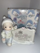 1992 Precious Moments Sam Butcher Painting Sign Figurine Sugar Town Collection - $21.78