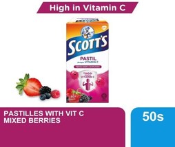 4 Box X 50&#39;s Vitamins C Scott&#39;s Pastilles Supplement Kids Mixed Berrie Flavour - £47.95 GBP