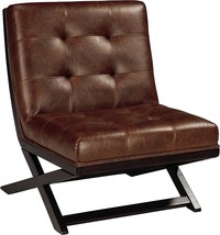 Sidewinder Mid-Century Modern Faux Leather Accent Chair, Brown, By Signature - £334.55 GBP