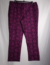 ISAAC MIZRAHI Live Women&#39;s Stretchy Straight Leg Burgundy Floral Pants S... - £22.51 GBP