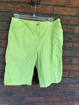 Neon Yellow/Green Bermuda Shorts Size 5 Walking 80s Chicos Flat Front St... - $23.75