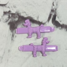 Vintage Goody Barrettes Plastic Snap Tite Set of 2 Purple Poodles  - £7.88 GBP