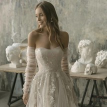 Polkadot Tulle Bridal Sleeves, Chic Bride Wedding Dress Sleeve Detachabl... - £86.28 GBP