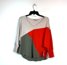 Willow Drive Womens S Tone Olive Orange Tan Colorblock Dolman Sleeve Top NWD M29 - £14.70 GBP