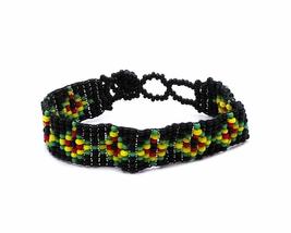 Mia Jewel Shop Rasta Geometric Pattern Guatemalan Czech Glass Seed Beaded Thin S - £10.84 GBP