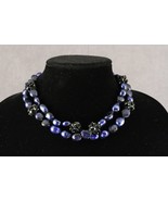 Modern Studio Fine Jewelry Midnight Blue Dyed Pearl &amp; Black Faceted Bead... - £43.27 GBP