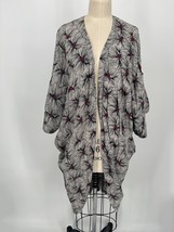 Bel Kazan Gillian Kimono One Size Black White Floral Print Short Sleeve ... - $39.20