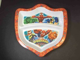 Spider-man &amp; Friends melamine 2 part shield shape divided dish plate Zak - £4.64 GBP