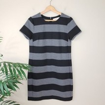 LOFT | Gray &amp; Black Wide Stripe Shift Dress, womens size small - £9.27 GBP
