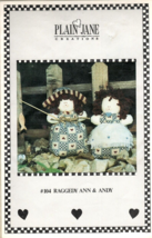 Plain Jane Creations 6 Inch Raggedy Ann and Andy Doll Full Size Pattern 1991 - £6.14 GBP