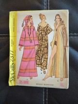 Vintage 70s McCalls 2377 Pattern Juniors Misses Size Medium Burnoose Robe UC - £22.77 GBP