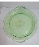 Green Uranium Round Cake Plate with Tab Handles Cameo Ballerina - $25.00