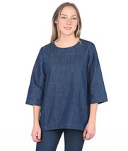 Martha Stewart Everyday Structured Top Size XL Blue Denim Shoulder Zip Womens - £19.33 GBP