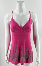 French Atmosphere Tank Top Sz XL Pink Silver Embellished V Neck Cami Wom... - $29.70