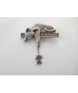 JJ Jonette Pewter Cat &amp; Mouse Brooch Pin - $35.07 CAD