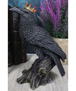Macabre Gothic Royal Crowned Raven King Perching On Tree Stump Figurine ... - £27.40 GBP