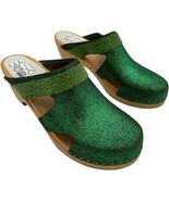 MaGuBa Honolul women&#39;s Green Glitter Swedish Clogs EU38 US 7.5-8 Narrow - $43.37 CAD