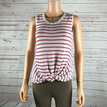 Splendid Pink/White Striped Twisted Hem Crochet Knit Tank Top Nwt Small - £13.92 GBP