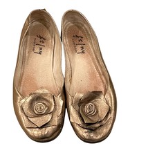 Fs/Ny Womens Metallic Rose Flats Size 10 Leather &amp; Rubber Sole - $19.20