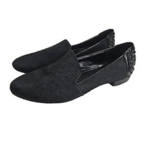 Nine West Womens Shoes 8.5 M  Black Leather / Fur Flats Spike Accents Elelgant - £16.97 GBP