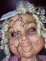 Creepy Baby Doll Halloween Mask Masquerade Horror Ringlets Ghost Cracked Face - £12.05 GBP