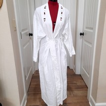 Vintage Victoria’s Secret Country White Robe XS/S red rose embroidery ro... - $41.00