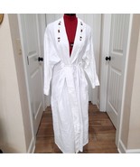 Vintage Victoria’s Secret Country White Robe XS/S red rose embroidery ro... - £32.77 GBP