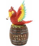 Vintage Stash Parrot Scarlet Macaw On Marijuana Pot Barrel Decorative Bo... - $37.34 CAD