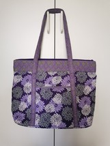 Extra Large Purple Floral Tote w/ Small Hand Bag - $29.99
