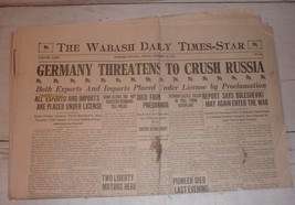 Wabash, IN Daily Times-Star Feb. 15 1918 - Germany Threatens to Crush Ru... - £15.44 GBP